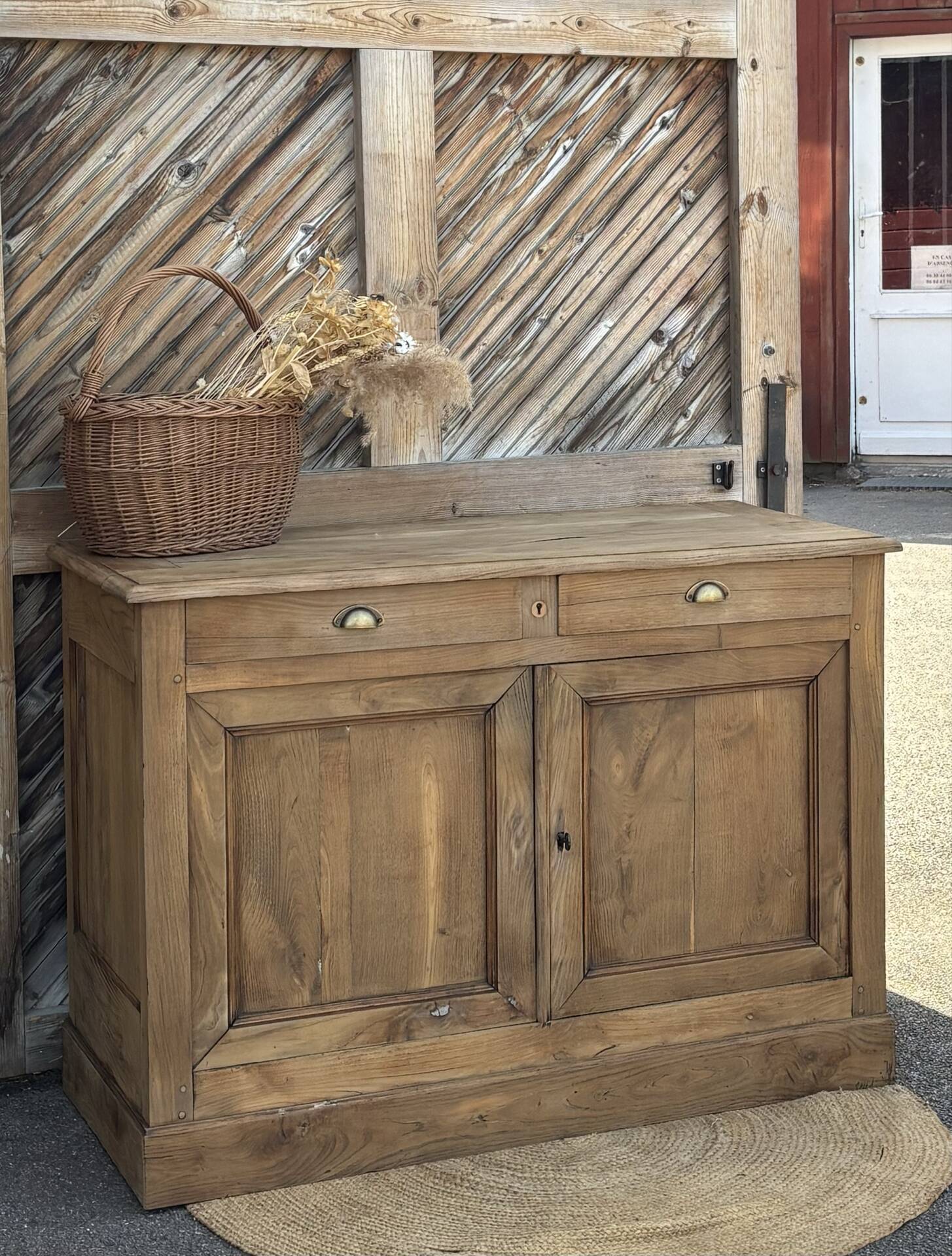 Renovated antique buffet in raw solid oak