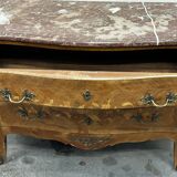 Curved and inlaid chest of drawers, Louis XV style, late 19th-early 20th century