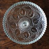 Cut glass goblet with a transparent stem.