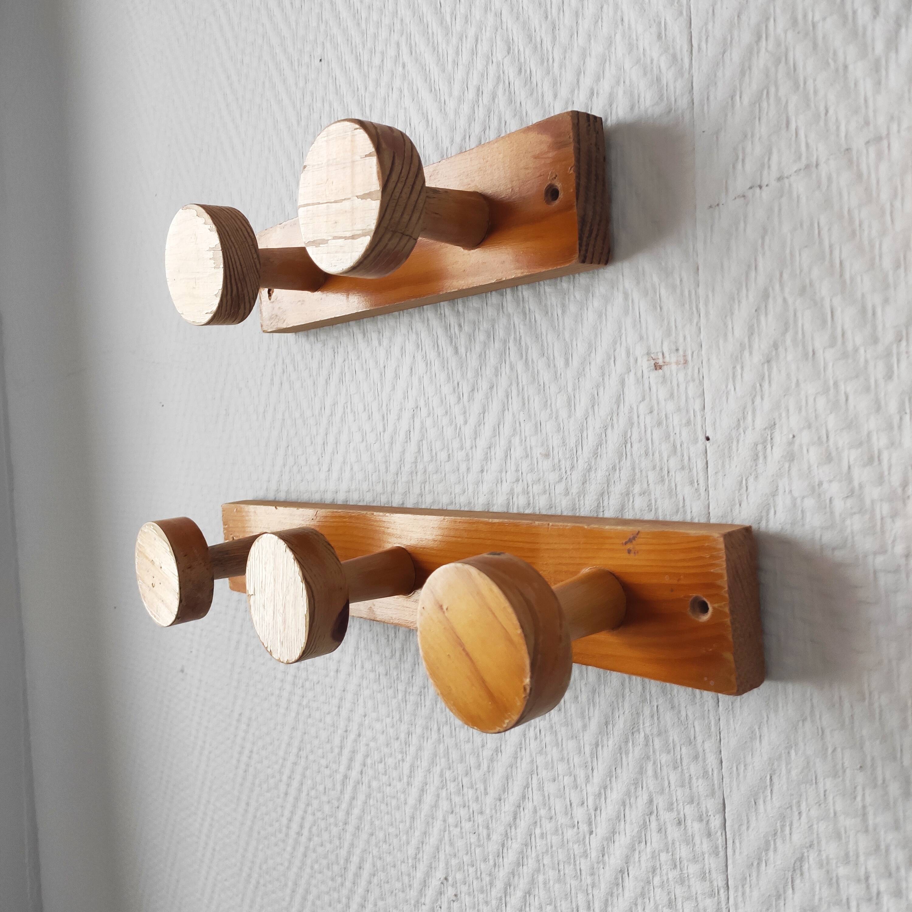 Vintage 70s pine coat hooks – Perriand Les Arcs style