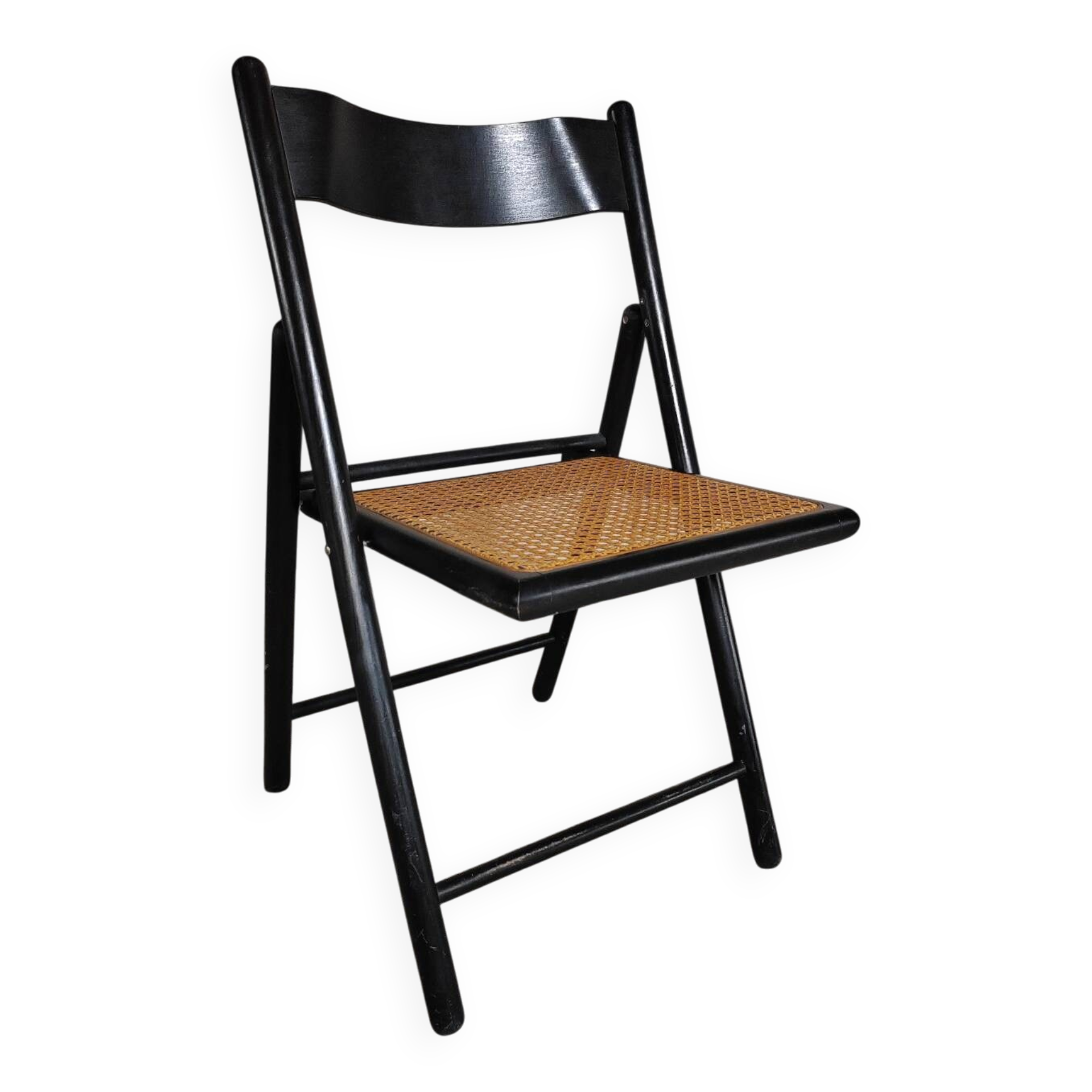 Chaise pliante cannée vintage