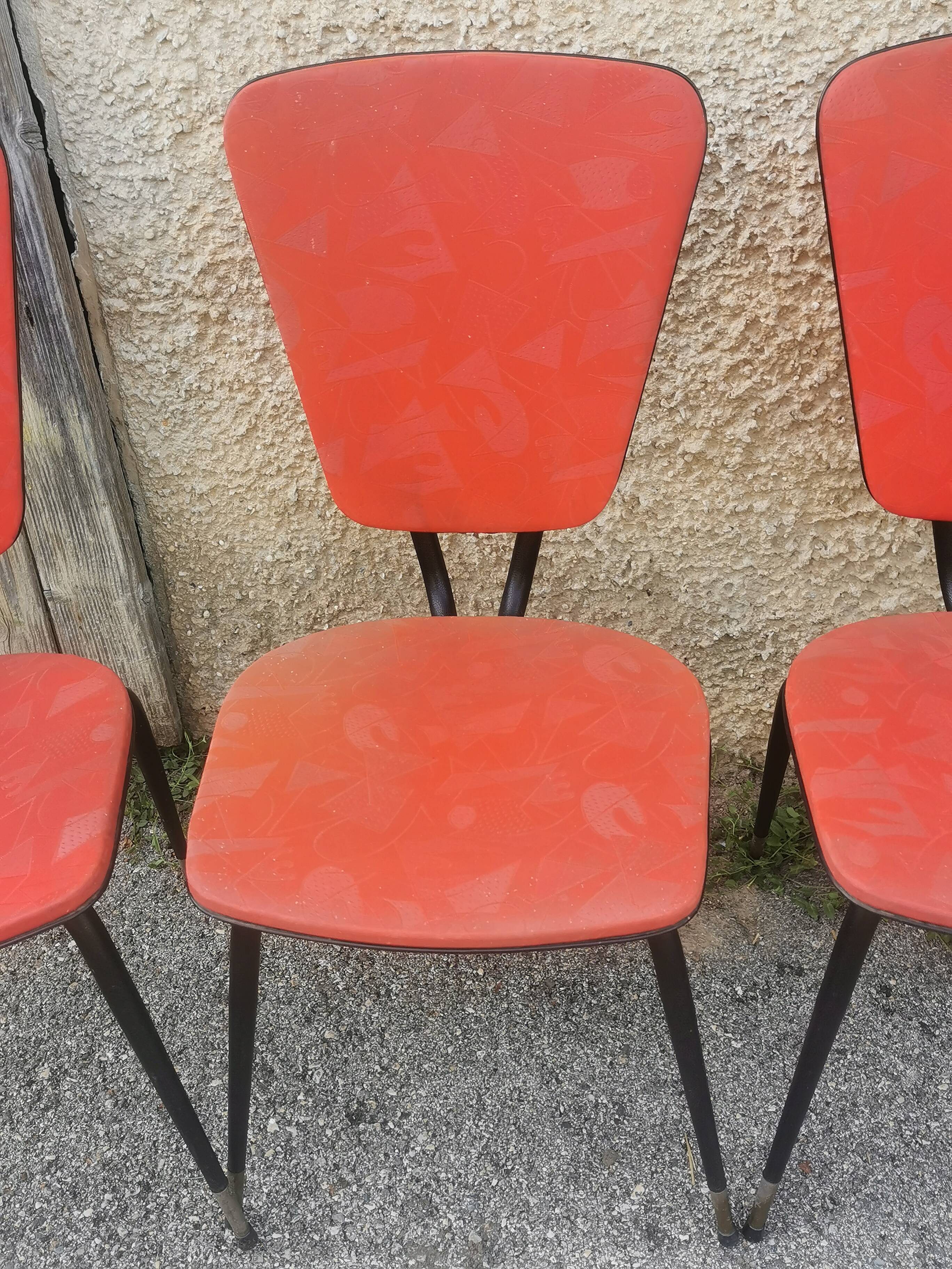 Set of 6 vintage "compass feet" chairs