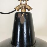 Black enamel industrial factory pendant lamp, 1930s