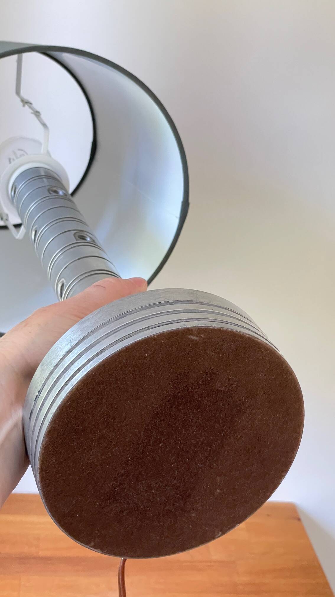 Industrial lamp polished metal and fabric kaki vintage