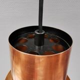 Hanging lamp in copper and black lacquered metal by Bent Karlby for Lyfa