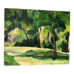 Vue de forêt signée