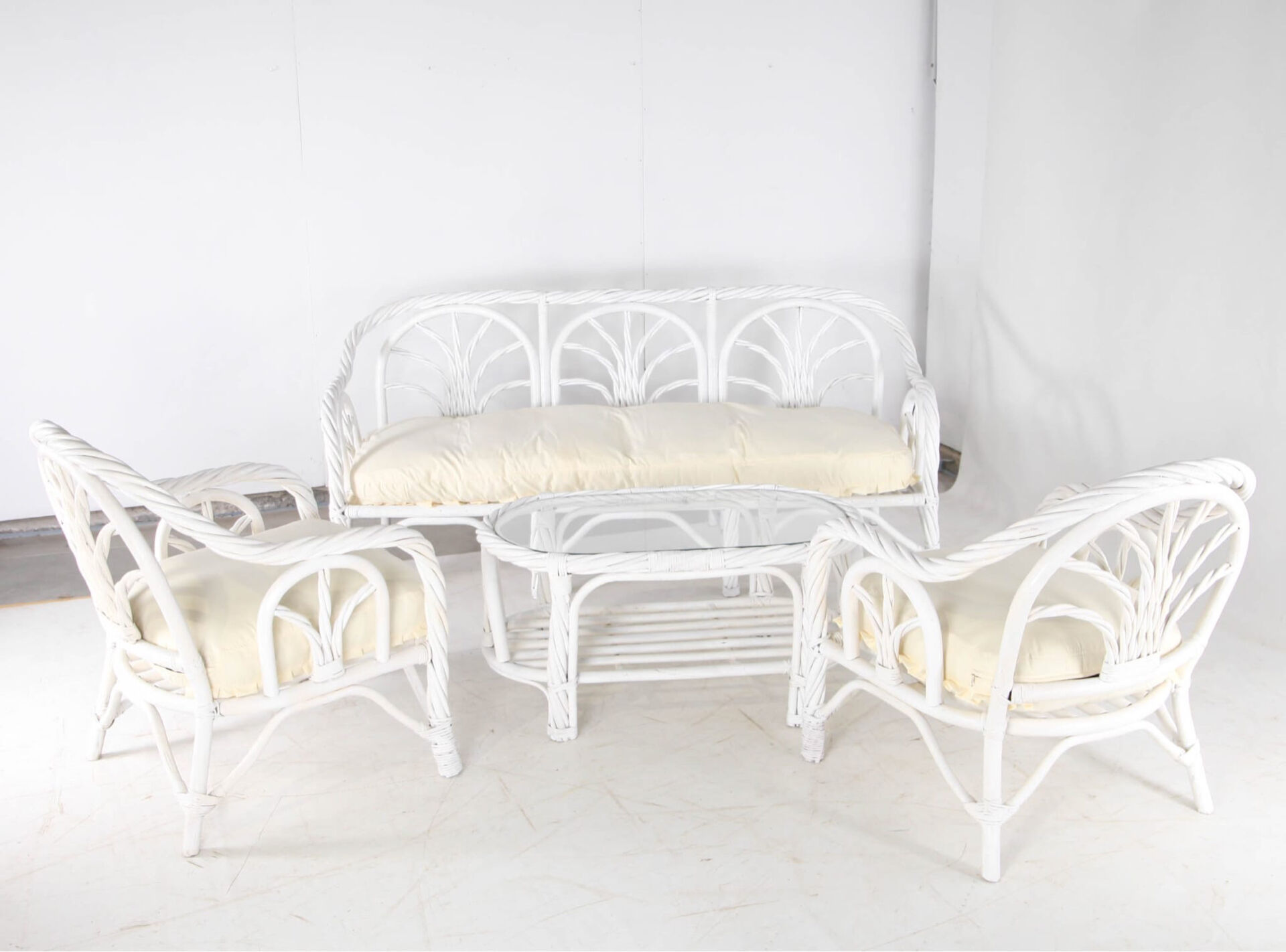 Bleached rattan living room