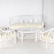 Salon en rotin blanchi