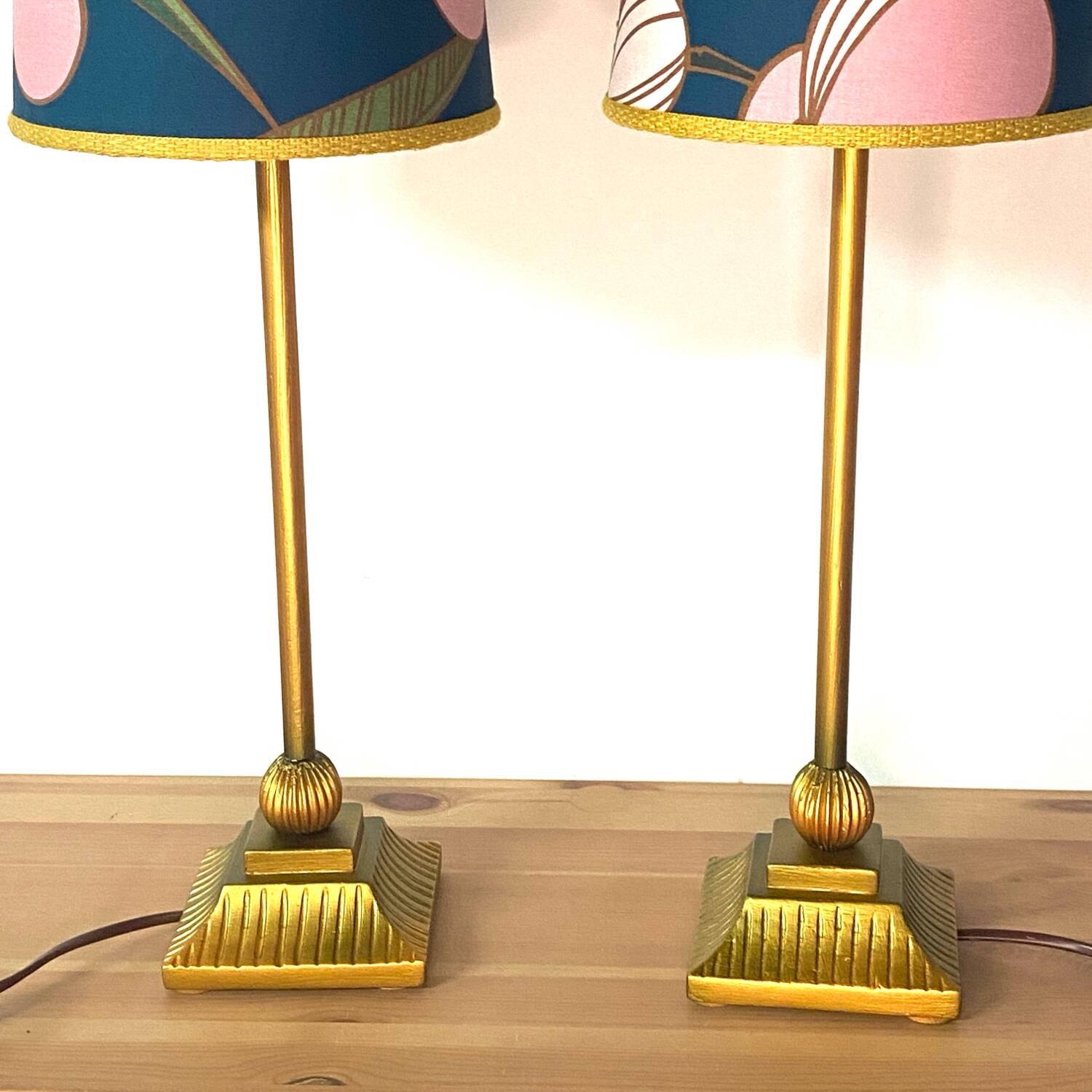 Paire de lampes vintage upcyclée - Iphigenie rose
