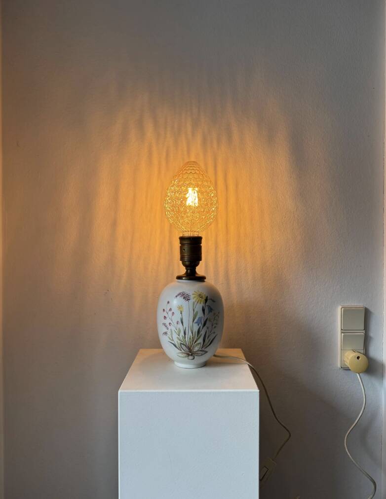 Lars Thorén RÖRSTRAND lampfoot, ceramic, handpainted, "wildflowers" floral