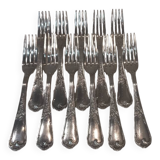 11 silver plated dessert forks, Ercuis LXV 29, 18.9cm