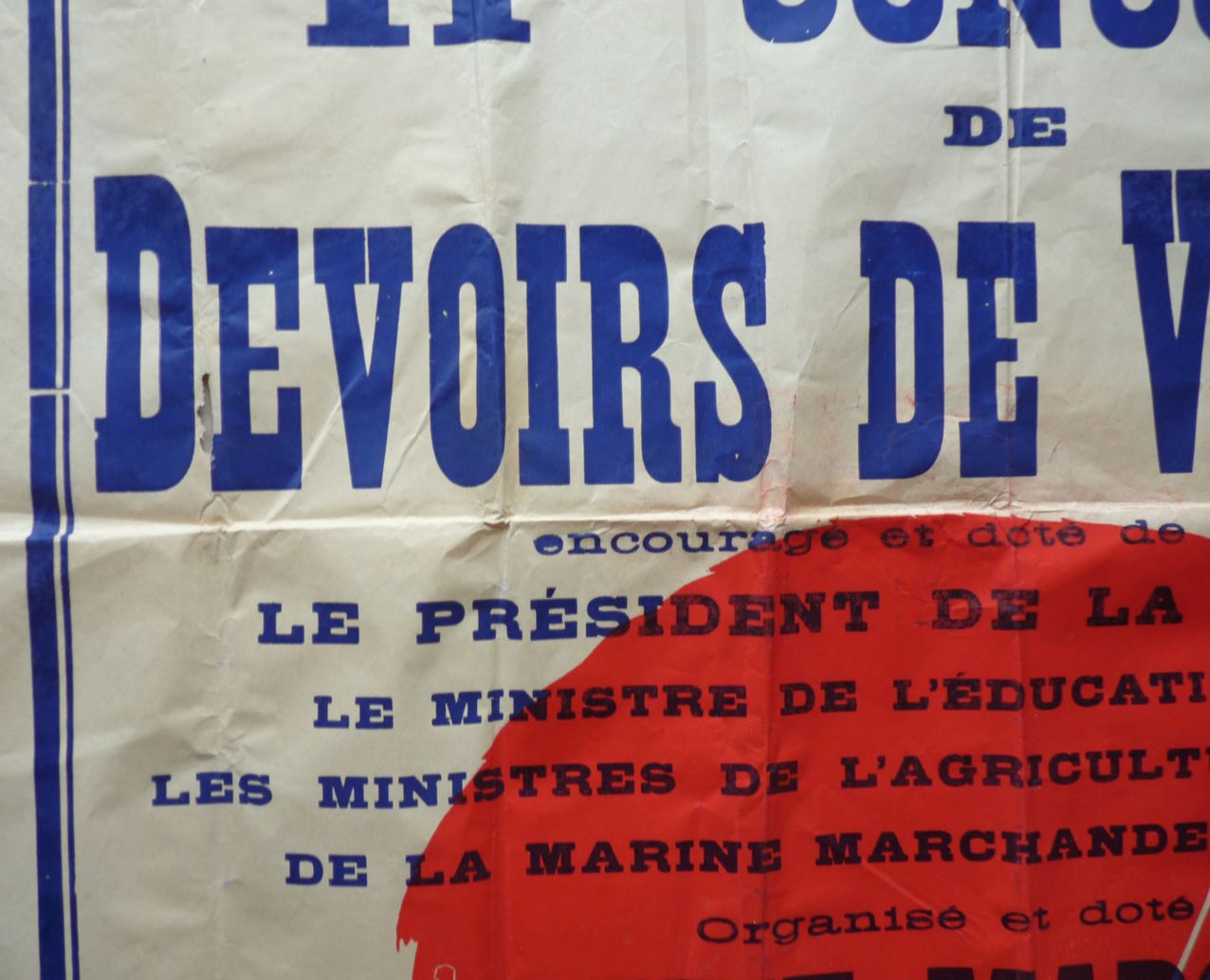 Large old poster / Vintage contest "The small Marseille" Holiday homework 60 years colour Magic' chip