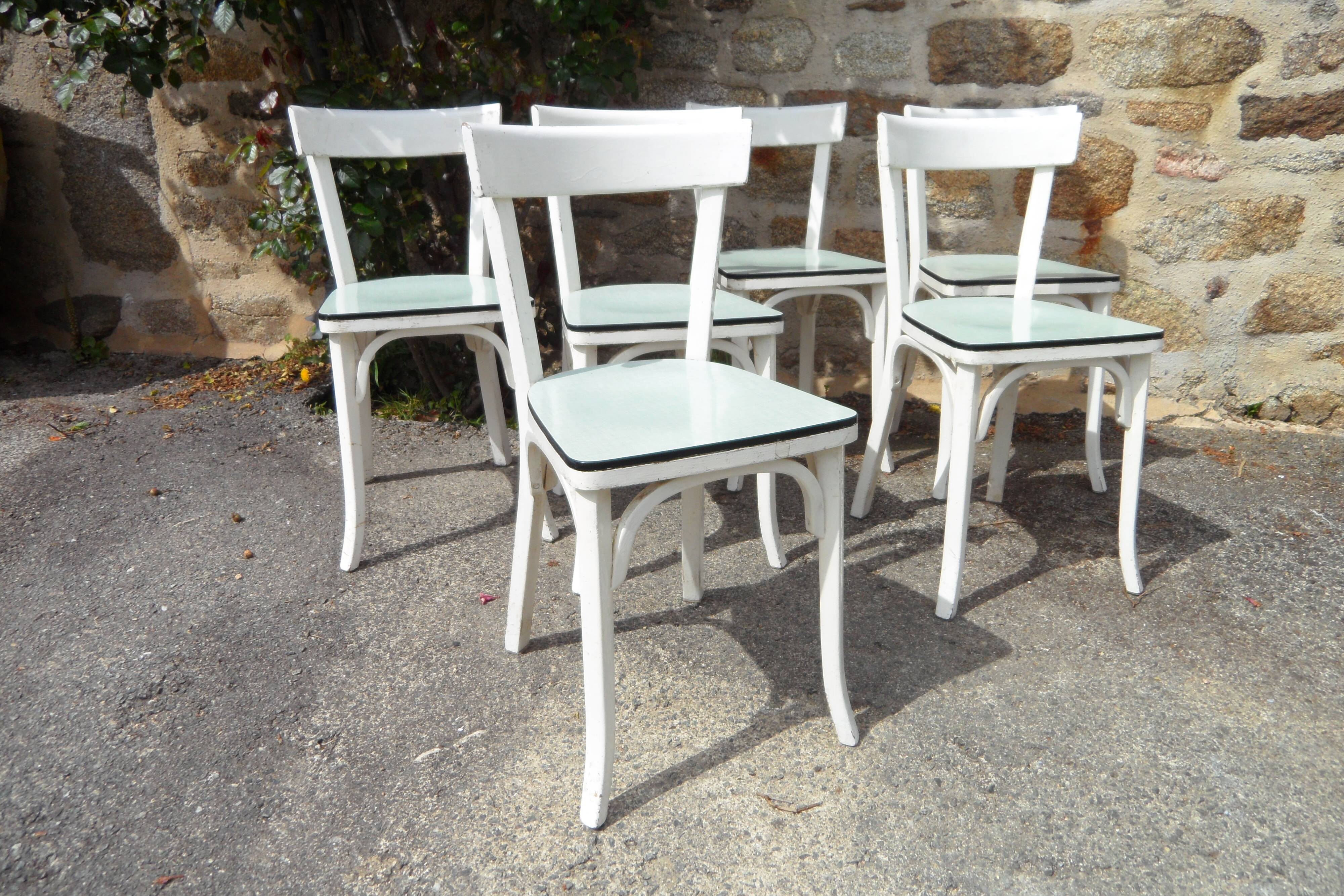 Series of 6 white Baumann Bistro