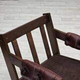 1970s, Scandinavian armchair, brown furniture leather, dark beech wood.