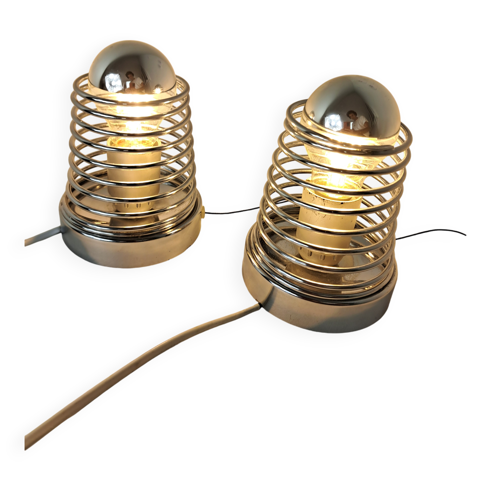 Pair of vintage spring wall lights