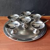 Set of 6 cups, tray and ice cream spoons guy degrenne "modern line"