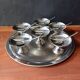 Set of 6 cups, tray and ice cream spoons guy degrenne "modern line"