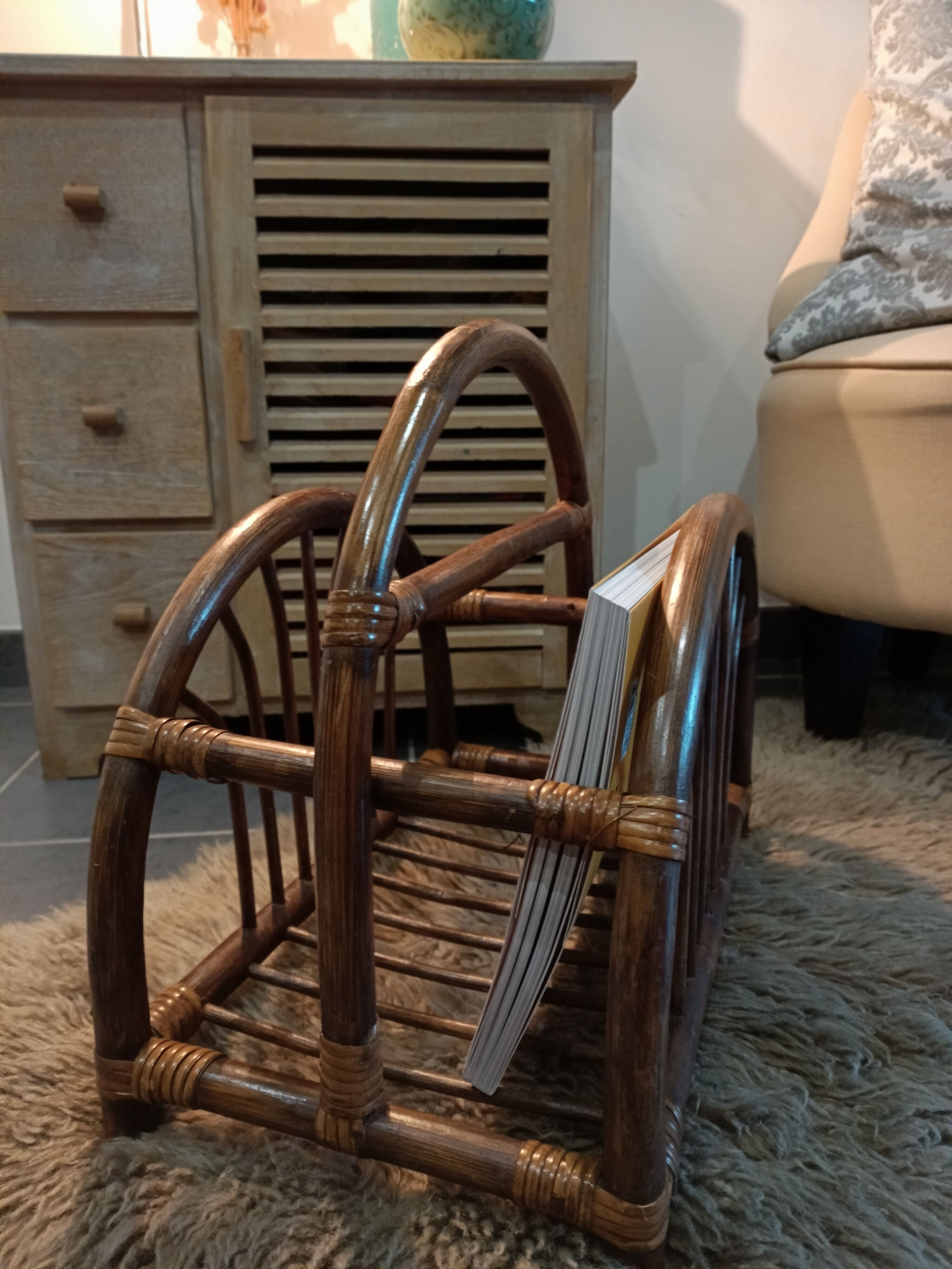 Dark bamboo magazine holders