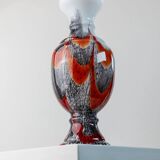 Orange White Black Multicolor Murano Glass Vase by Carlo Moretti – Italy 1970s, Tall Centerpiece