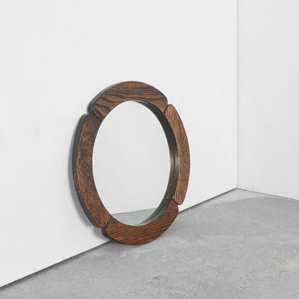 Miroir 'Trèfle' en chêne massif 1970