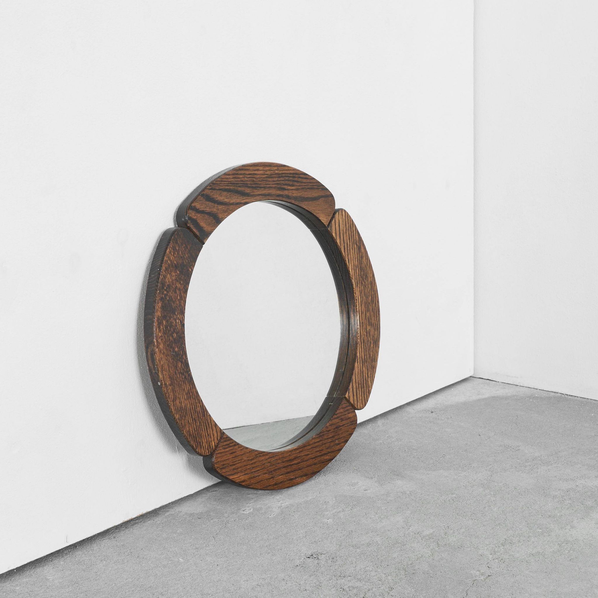 Miroir 'Trèfle' en chêne massif 1970