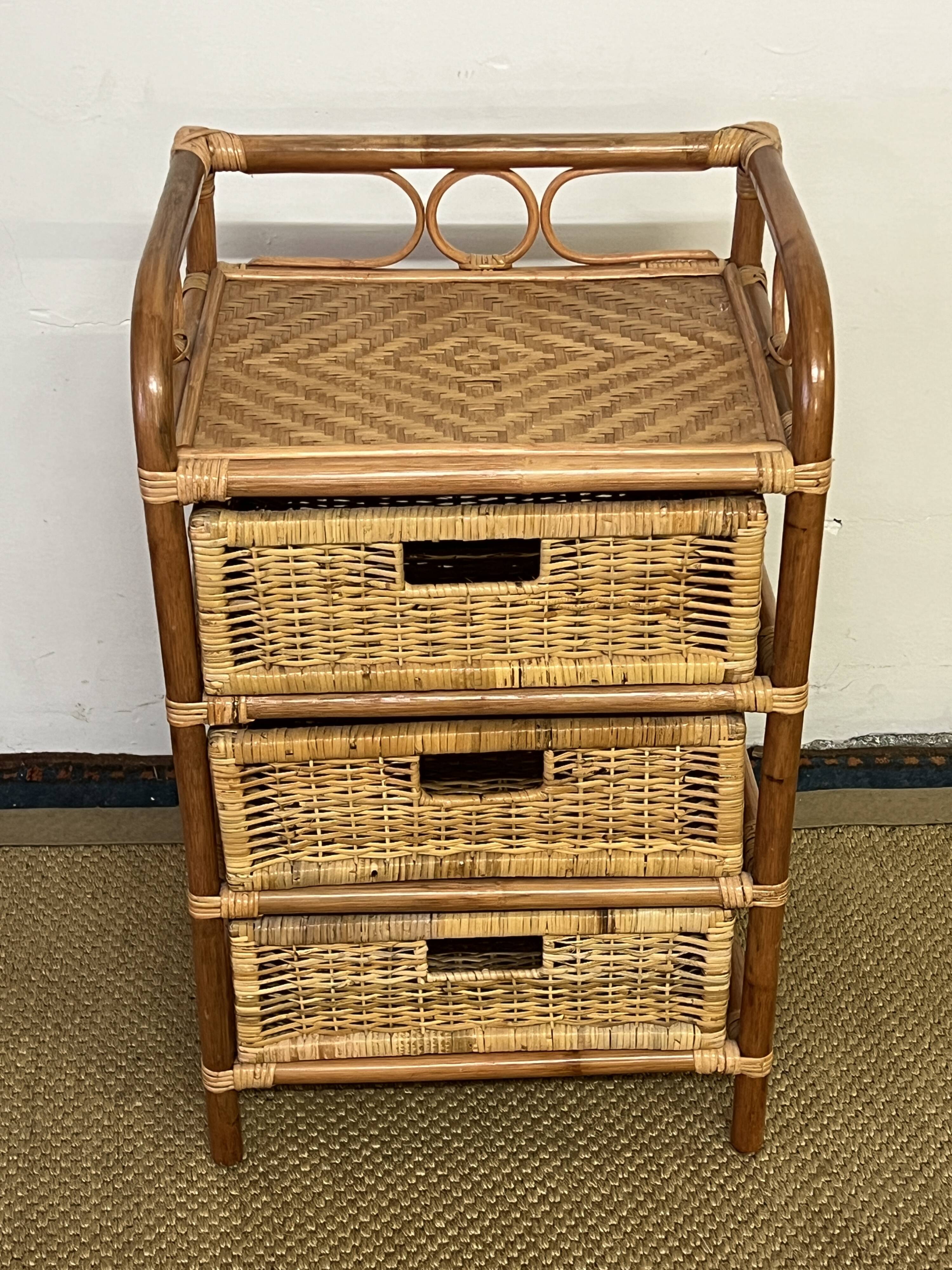 Vintage rattan chest of drawers