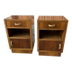 Paire de tables de chevet Art Déco en bois marron, Italie années 1930 — set de 2