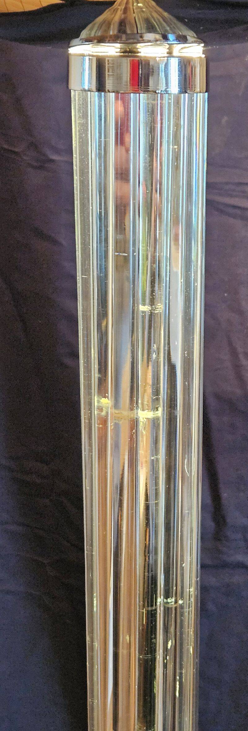 G. frattini pour relco lampadaire vintage chrome et tiges en verre