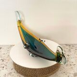 Dark green & amber Murano glass gondola- Sommerso