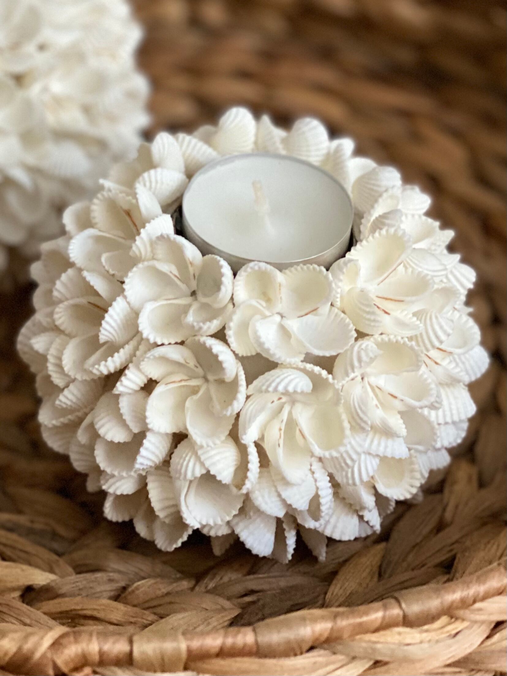 Candlestick in bali shells vintage bohemian size M