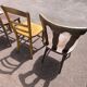 Set of 6 mismatched vintage wooden bistro chairs