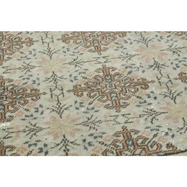 1970s vintage Turkish Oushak handmade wool cotton brown area rug 195x283