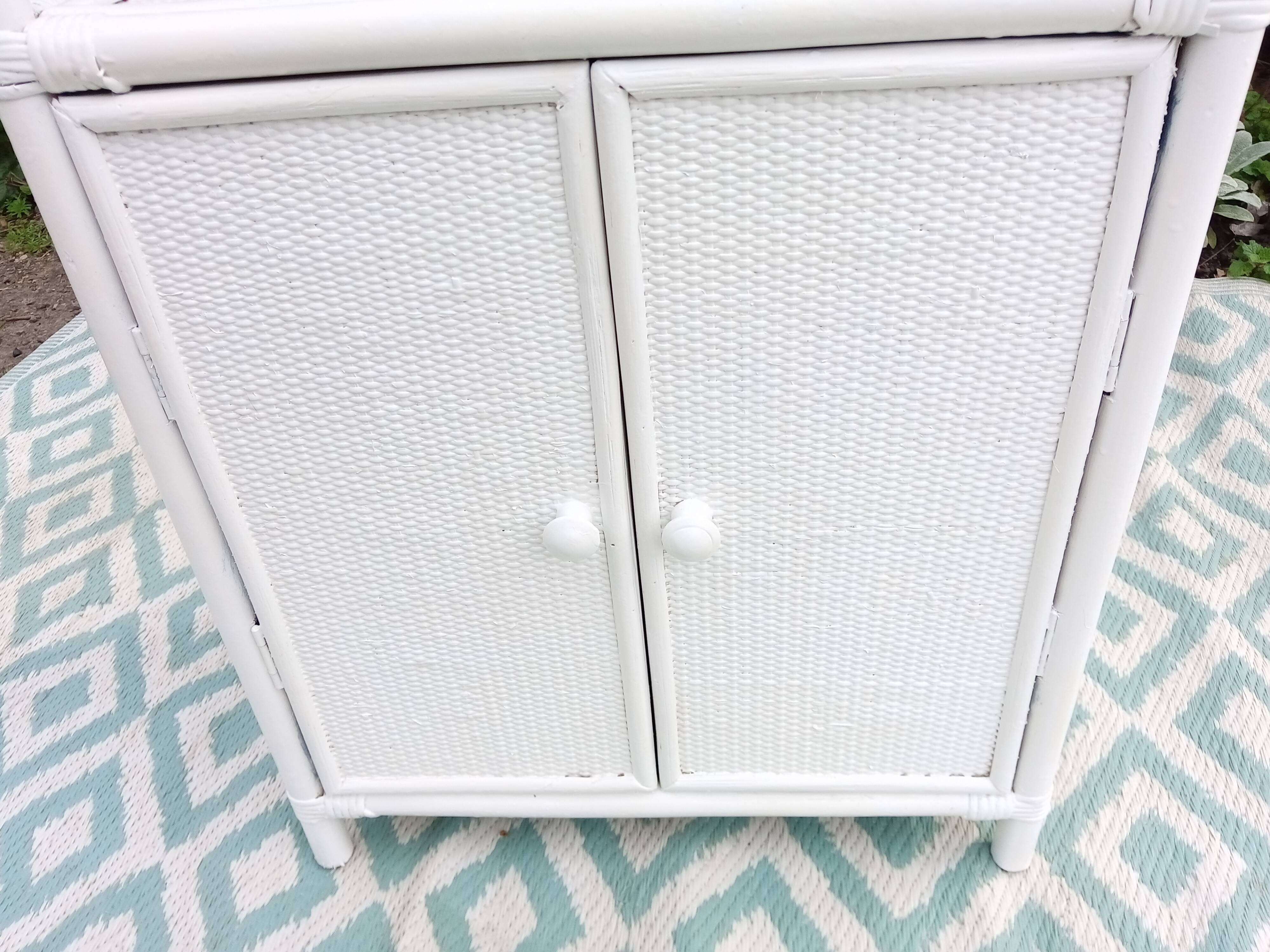 White rattan shelf