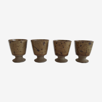 Suite of 4 cups or glasses mazagrans vintage in sandstone of the years 60