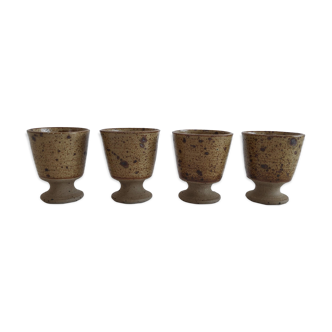 Suite of 4 cups or glasses mazagrans vintage in sandstone of the years 60