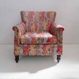 Fauteuil des années 80 en tissu chintz