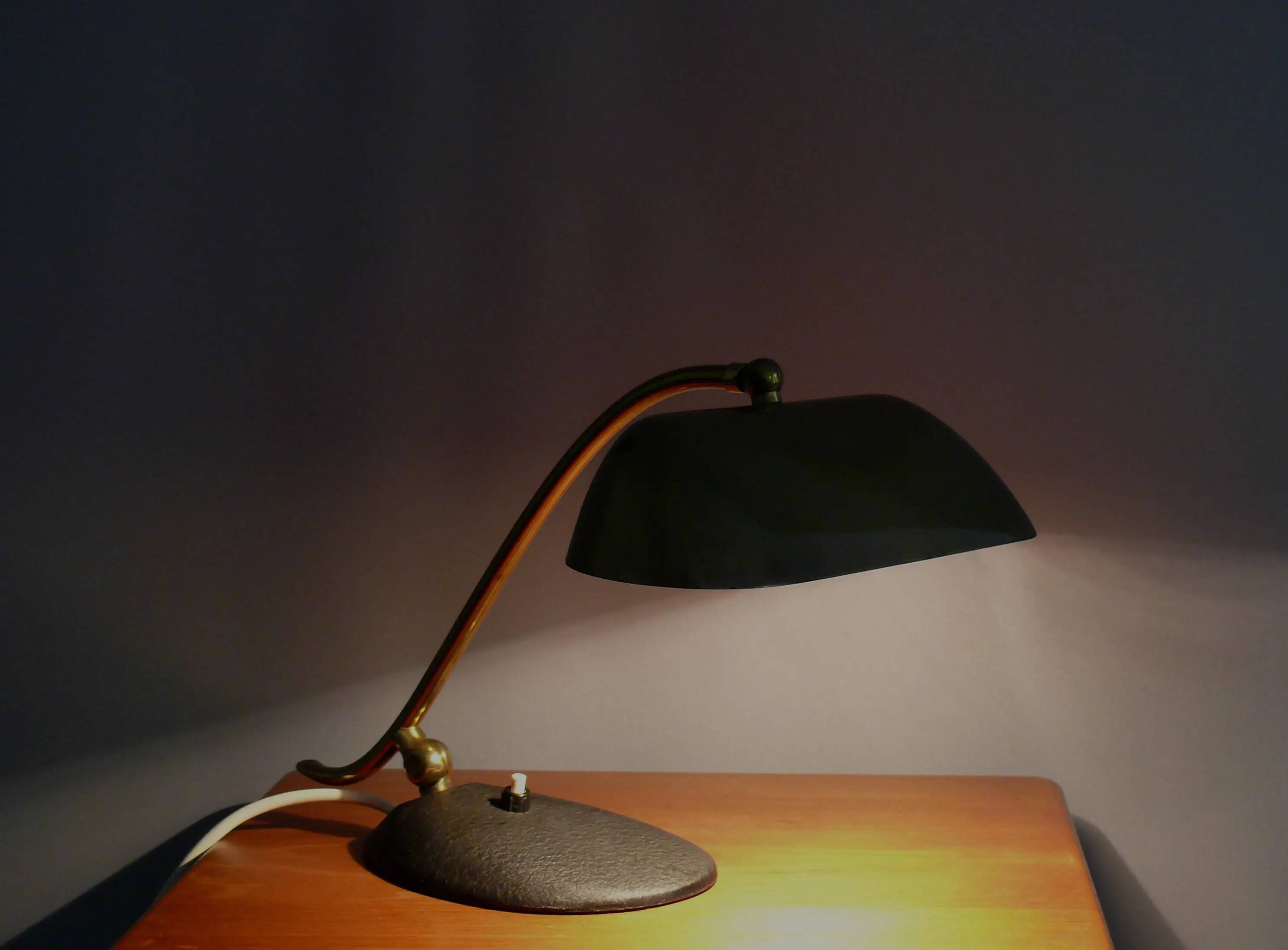 Lampe de piano vintage, laiton, années 1960, JBS