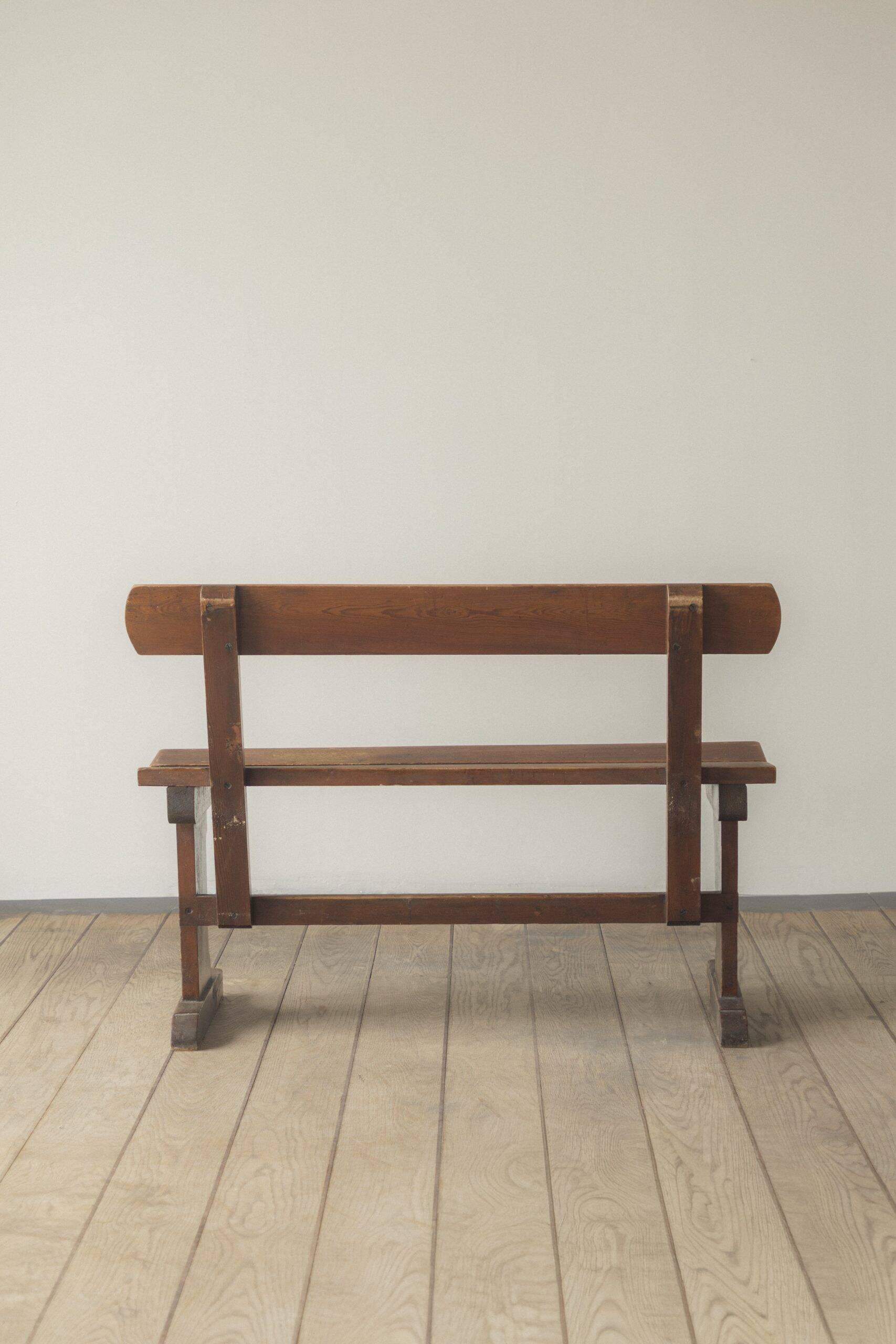 Solid oak Danish school bench