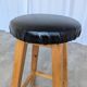 Vintage Wooden Bar Stool: Black Leather Seat, Mid-Century Bistro Style