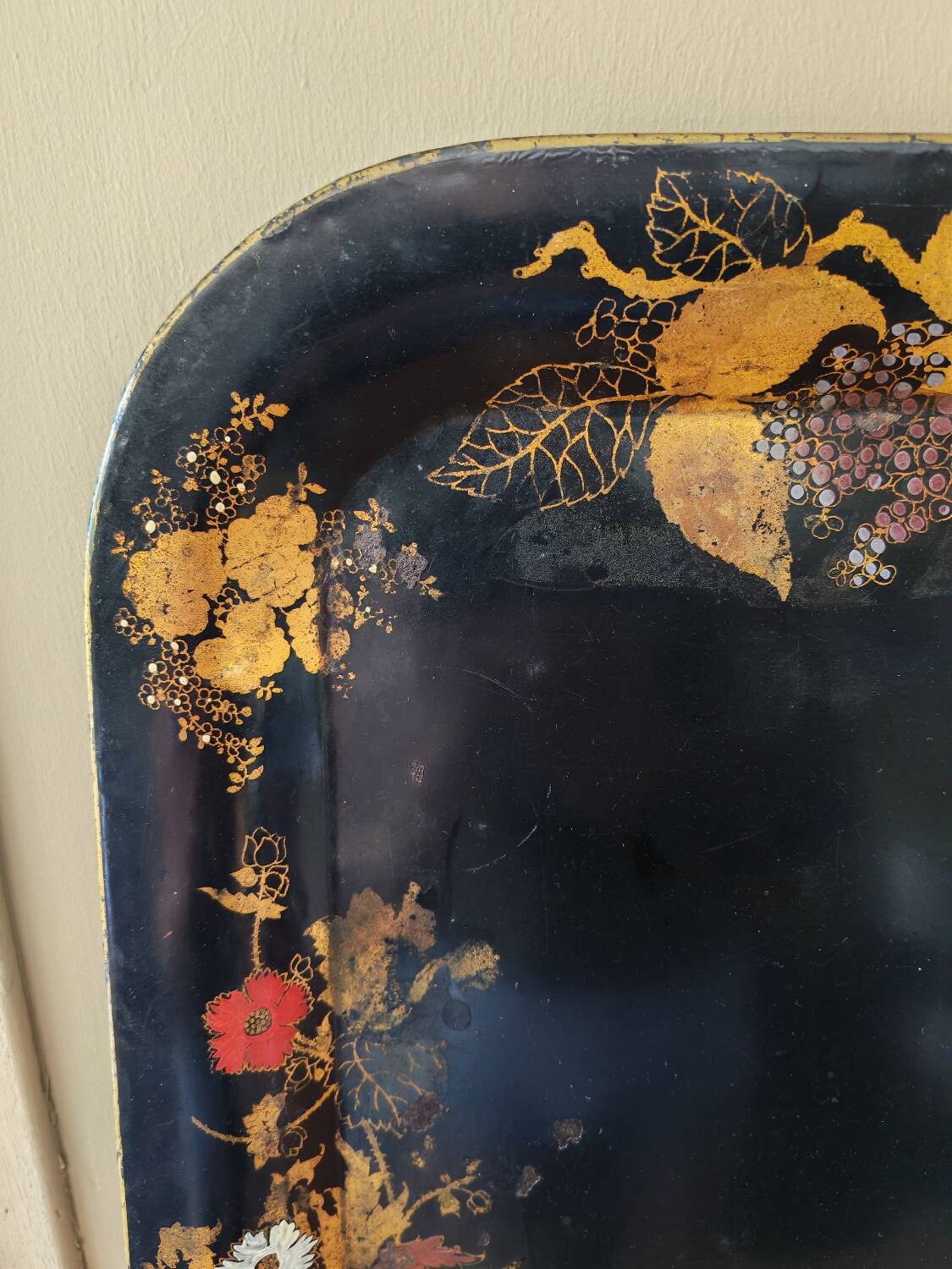 Large painted metal Napoleon III tray.