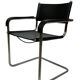 Set of 4 bauhaus cantilever chairs black leather and chrome design