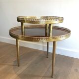 Neoclassical style tripod pedestal in mahogany, brass