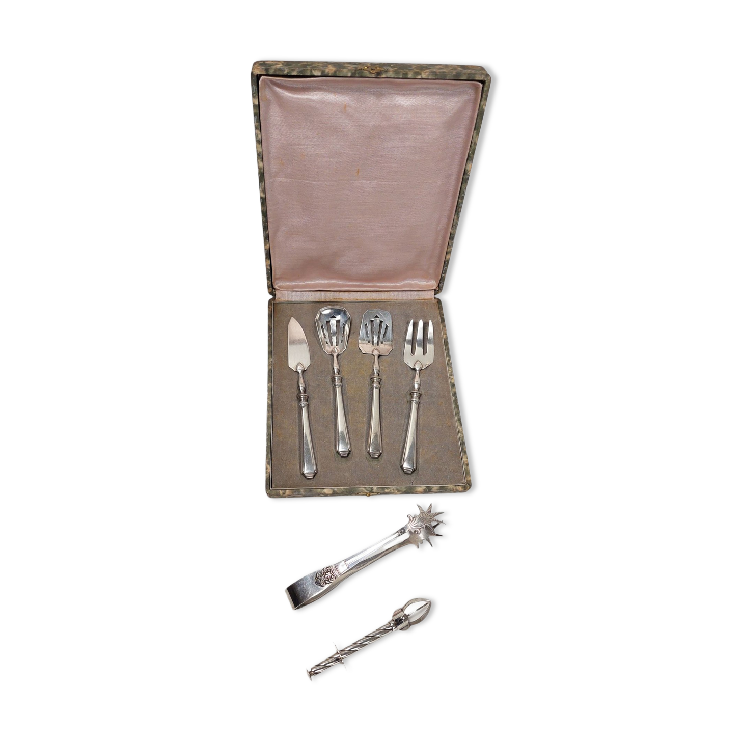 Set of dessert cutlery + 2 sugar tongs