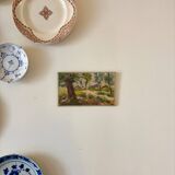 Peinture à l'huile sur toile "Maisons et forêt" n°50
