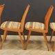 Six mid century dining table chairs