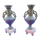 Cassolettes pair of vases candle holder regule bronze marble pendulum trim nineteenth n°1