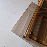 70s glass TV cabinet shelf console