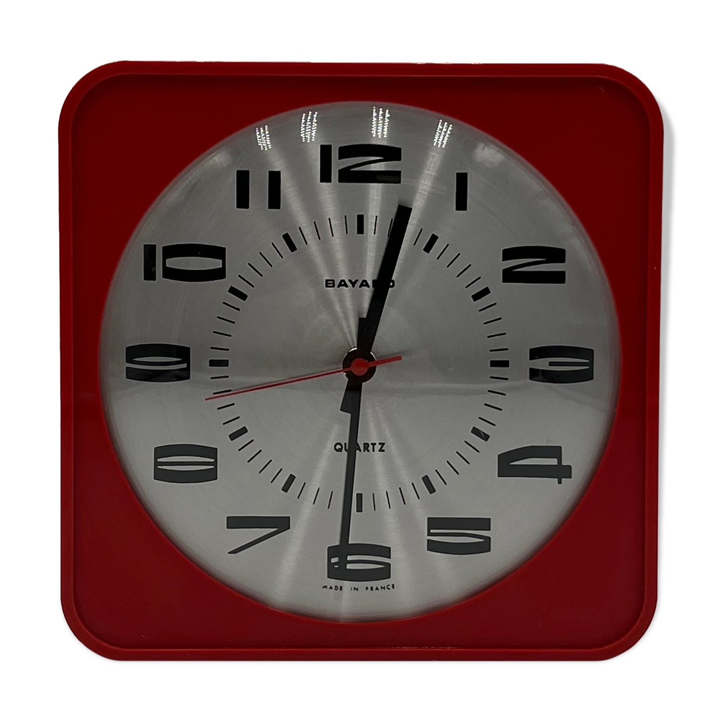 Space age Bayard 70s wall clock vintage orange, made in France