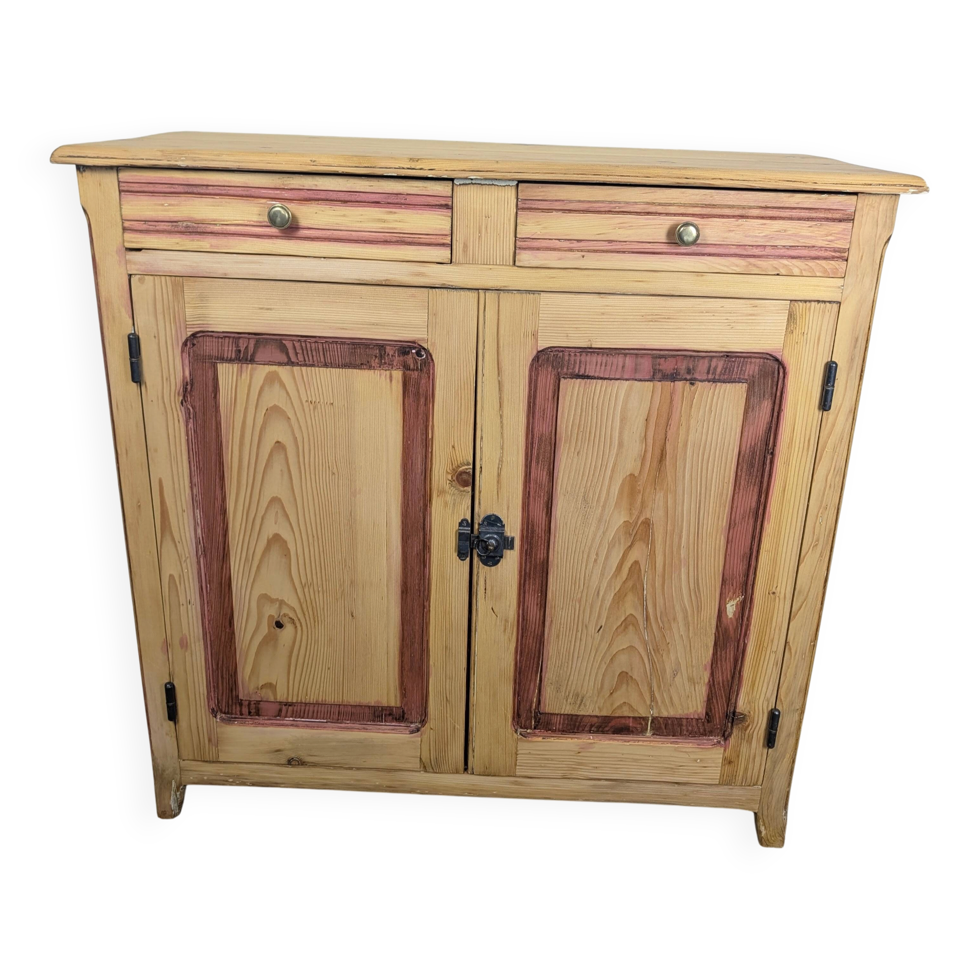 Rustic pine sideboard with two doors