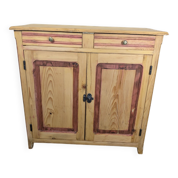 Buffet bas rustique en pin à deux portes